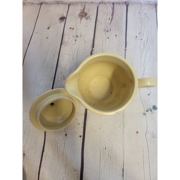 Vintage stoneware coffee cream pourer Firehouse No 2 countryside scene with lid - Picture 3 of 4